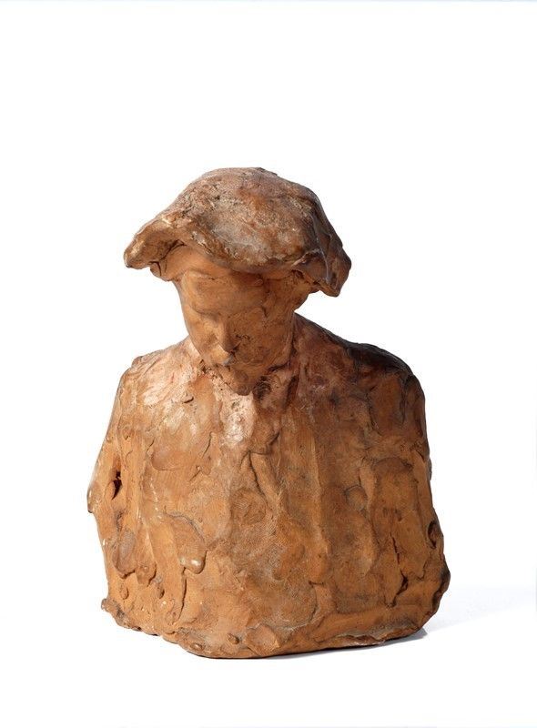 Anonimo, XIX - XX sec. : Busto di uomo con cappello  - Auction AUTORI DEL XIX E XX SEC - II - Galleria Pananti Casa d'Aste