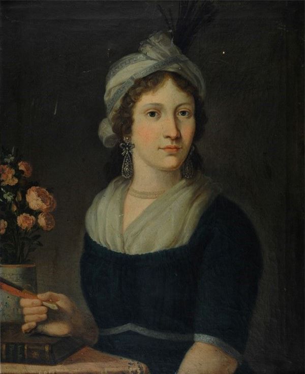 Angelo   Ricci : Ritratto di Clementina Ermini  (1800)  - Olio su tela - Asta Gioielli, Antiquariato - I - Galleria Pananti Casa d'Aste