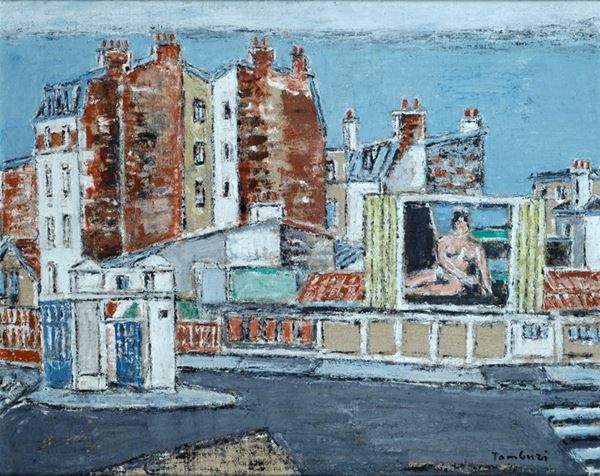 Orfeo Tamburi : The walls  - Oil on canvas printed on plywood - Auction  modern and contemporary art - Galleria Pananti Casa d'Aste