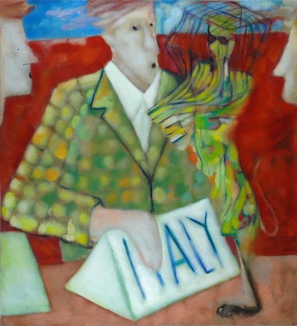 Marco Cingolani : United nations ( il delegato e la sfinge)  (2006)  - Olio su tela - Asta Arte Moderna e Contemporanea - III - Galleria Pananti Casa d'Aste