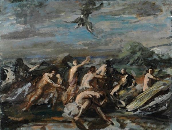 Ugo Capocchini : Last Judgment  - Oil painting on canvas - Auction MODERN ART - Galleria Pananti Casa d'Aste