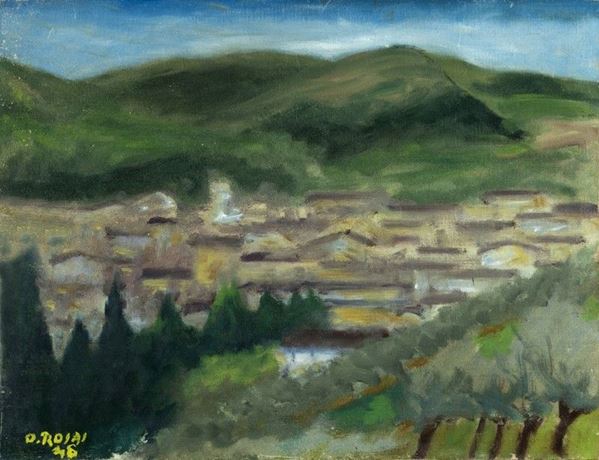Ottone Rosai : Paesaggio nella valle  (1946)  - Olio su tela - Asta Arte Moderna e Contemporanea - III - Galleria Pananti Casa d'Aste