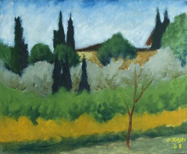Ottone Rosai : Paesaggio  (1948)  - Olio su tela - Asta Arte Moderna e Contemporanea - III - Galleria Pananti Casa d'Aste