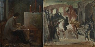 Pittore nello Studio (fronte); il Duce a Cavallo (retro)