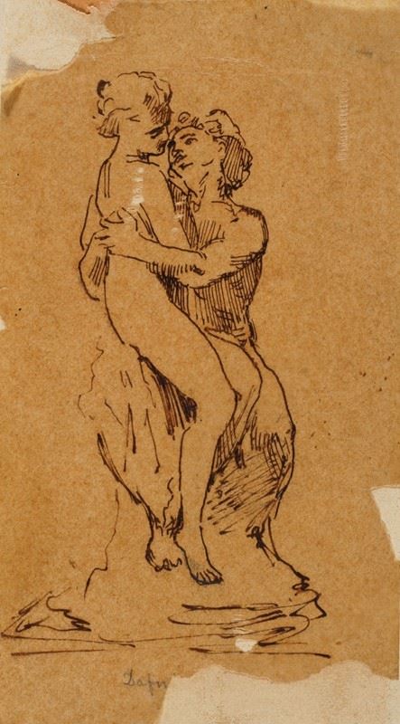 Anonimo, XIX sec. : Apollo and Daphne  - Ink on paper - Auction AUTHORS OF XIX AND XX CENTURY - Galleria Pananti Casa d'Aste