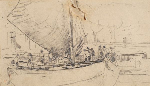 Anonimo, inizi XX sec. : Boat  - Pencil on paper - Auction AUTHORS OF XIX AND XX CENTURY - Galleria Pananti Casa d'Aste