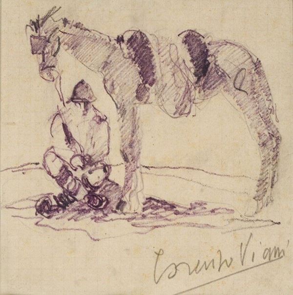 Lorenzo Viani - Soldato con cavallo