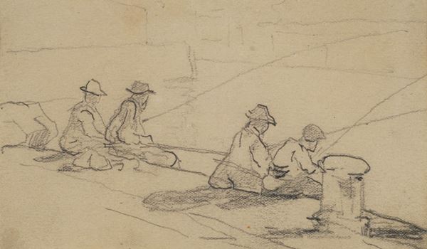 Anonimo, inizi XX sec. : Fishermen  - Pencil on paper - Auction AUTHORS OF XIX AND XX CENTURY - Galleria Pananti Casa d'Aste