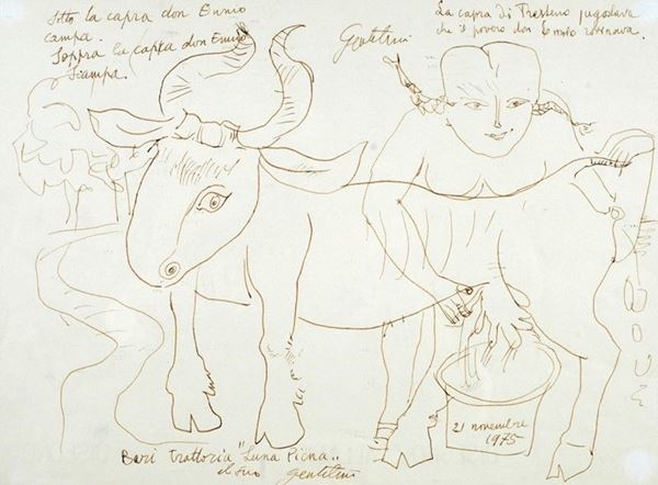 Franco Gentilini : Senza titolo  (1975)  - China su carta - Asta Arte Moderna e Contemporanea - III - Galleria Pananti Casa d'Aste