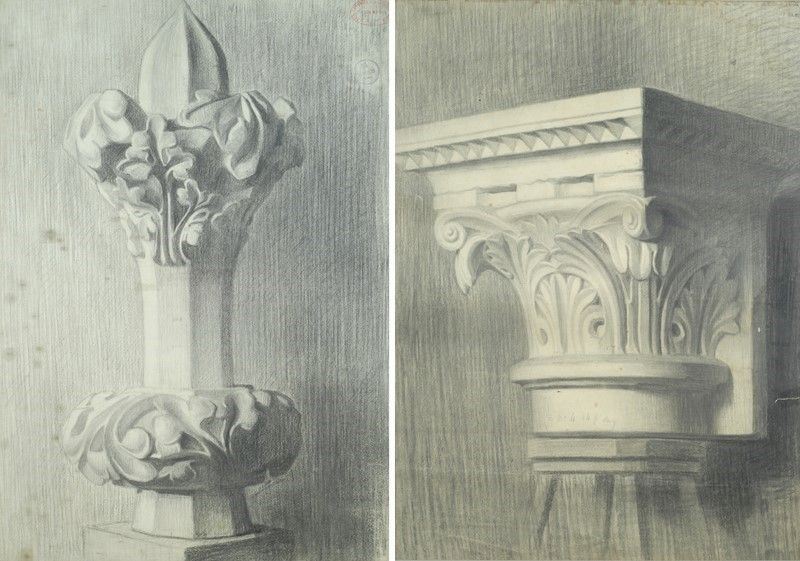 Coppia di Studi di Elementi Architettonici