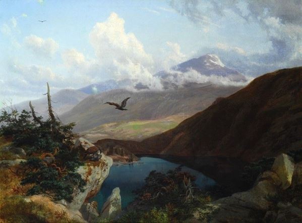 Therese Judeich : Veduta del Reisengebirge  (1863)  - Olio su tela - Asta AUTORI DEL XIX E XX SEC - Galleria Pananti Casa d'Aste