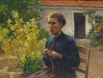 Donna che Cuce in Esterno