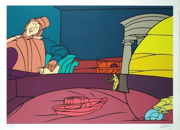 Valerio Adami : Senza titolo  - Auction AUTORI DEL XIX E XX SEC, ARTE MODERNA E CONTEMPORANEA - Galleria Pananti Casa d'Aste