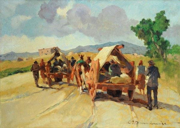 Carlo Domenici - Carro con cavalli