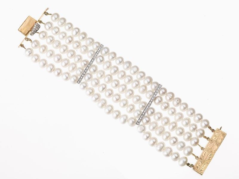 Bracciale di Perle, Brillanti e Oro