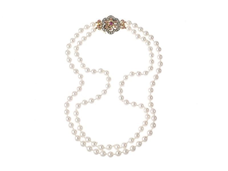 Collana Perle, Rubini e Dimanti