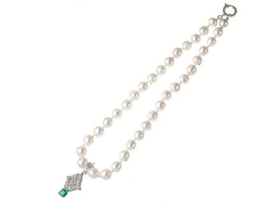 Collana Perle, Brillanti e Smeraldi