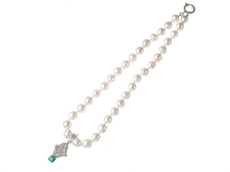 Collana Perle, Brillanti e Smeraldi