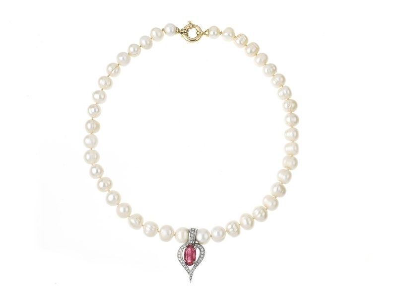 Collana Perle, Brillanti e Rubini