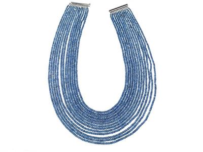 Collana con Zaffiri Sfaccettati con Fermatura in Oro Bianco