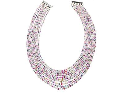 Collana Varie Pietre Colorate con Fermatura in Oro Bianco