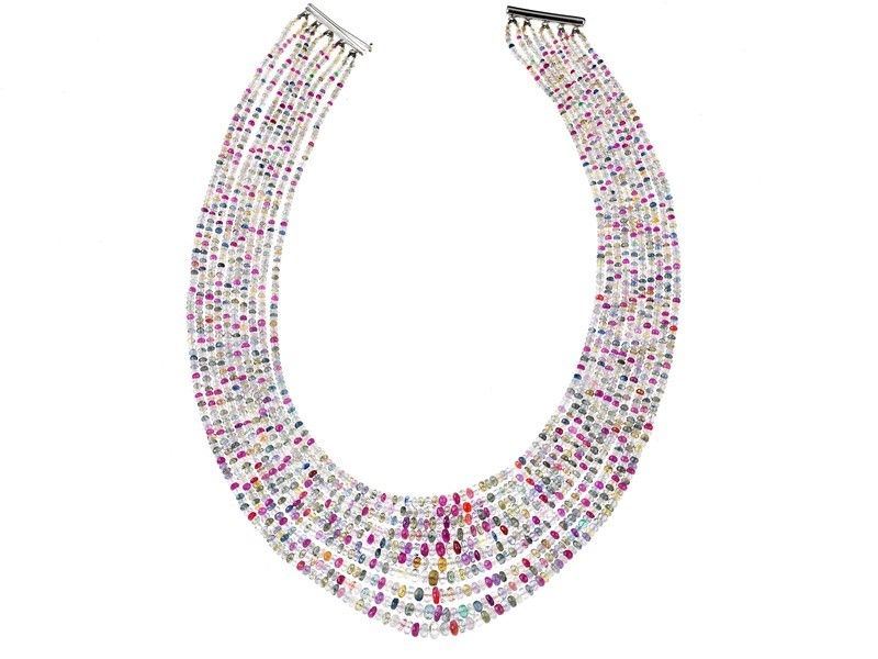 Collana Varie Pietre Colorate con Fermatura in Oro Bianco