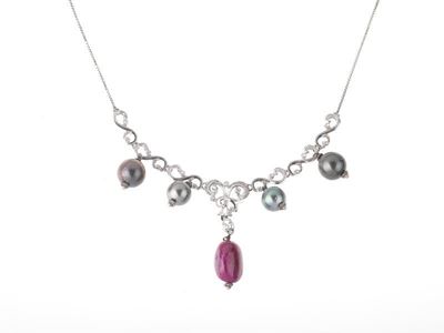Collana Oro, Brillanti, Perle e Rubini