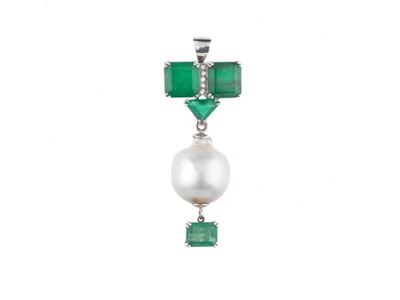 Pendente Smeraldi, Brillanti e Perla Scaramazza