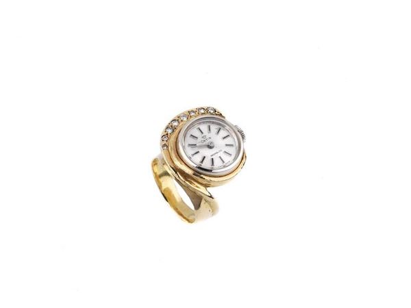 Anello orologio in oro e brillanti anni &#39;50