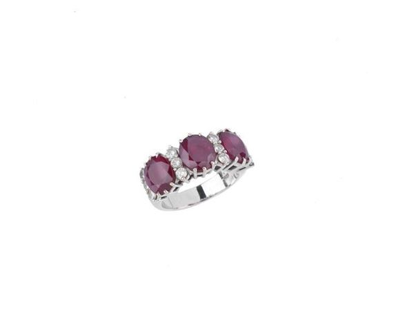 Anello fascia rubini e diamanti  - Asta Gioielli, Antiquariato - I - Galleria Pananti Casa d'Aste