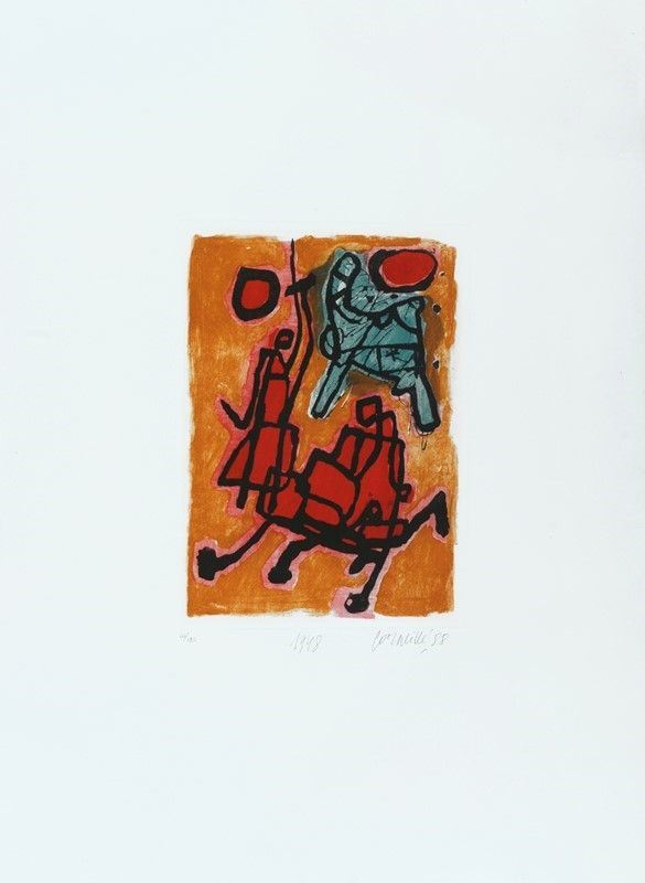 Guillaume Corneille : Senza titolo  (1988)  - Acquaforte acquatinta a colori - Asta Arte Moderna e Contemporanea - III - Galleria Pananti Casa d'Aste