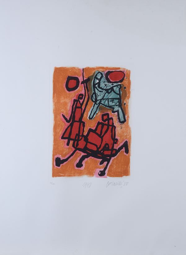 Guillaume Corneille : Senza titolo  (1988)  - Acquaforte acquatinta a colori - Asta Arte Moderna e Contemporanea - III - Galleria Pananti Casa d'Aste