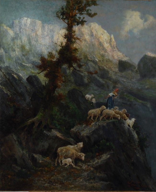 Antonino Leto - Pastorella con Gregge (a Capri)