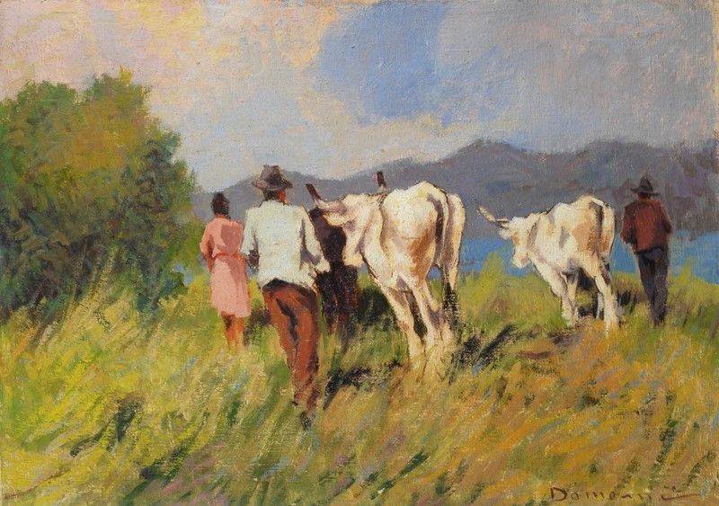 Carlo Domenici - Contadini e Buoi al Pascolo
