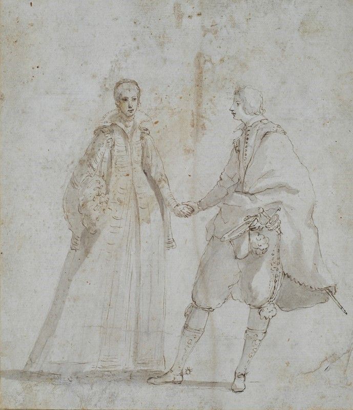 Scuola Italia Centrale, XVII Sec. - Dama e Cavaliere