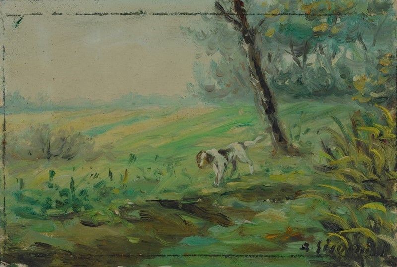Anonimo, Inizi XX Sec. - Cane nel Paesaggio