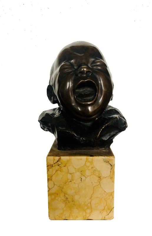 Bernardo Balestrieri : Testa di bambino  - Bronzo - Asta AUTORI DEL XIX E XX SEC - II - Galleria Pananti Casa d'Aste
