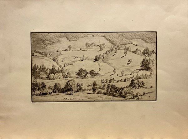 Anonimo, XX sec. - Paesaggio collinare