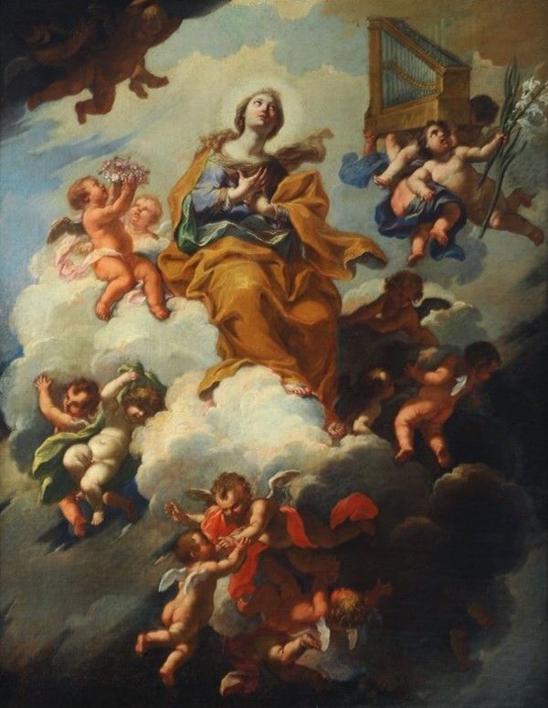 Scuola Napoletana, fine XVII sec. : Santa Cecilia in gloria  - Auction Antiquariato - II - Galleria Pananti Casa d'Aste
