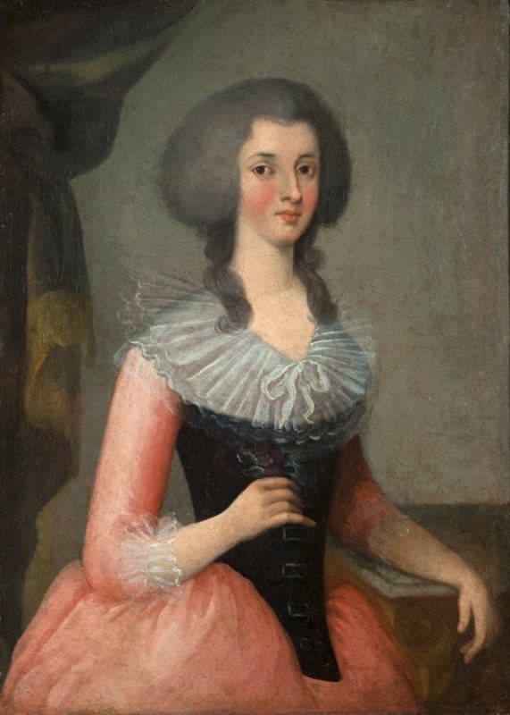 Scuola Piemontese, XVIII Sec. - Dama con Fiore