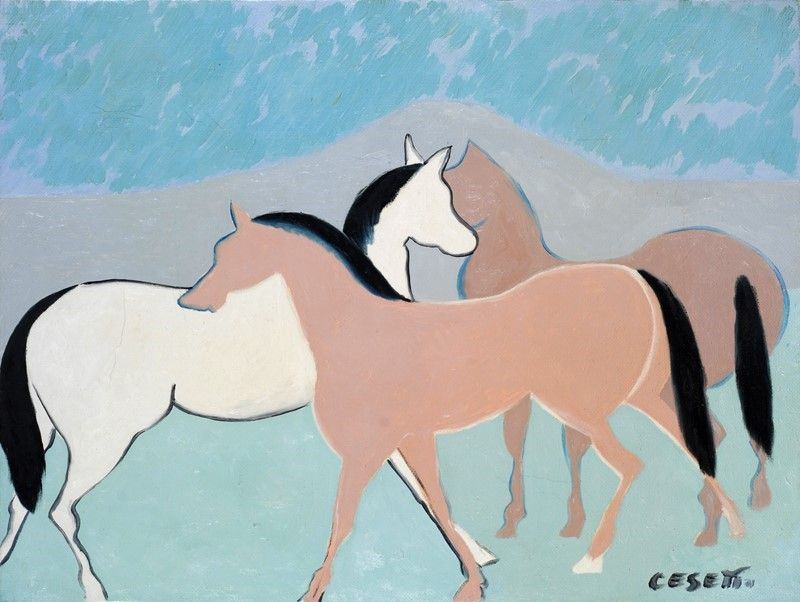 Giuseppe Cesetti - Cavalli al Pascolo