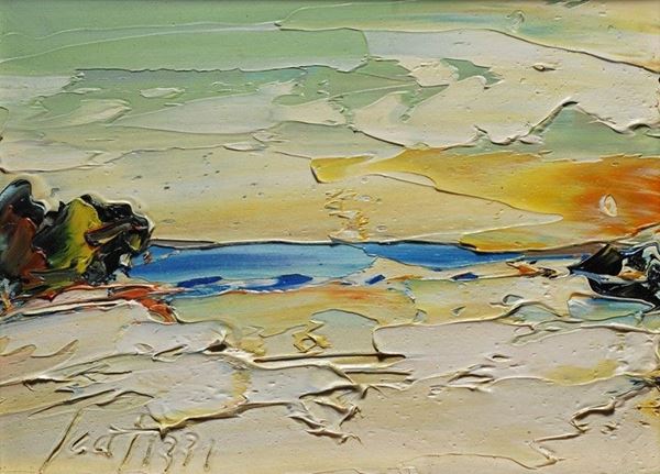 Sergio Scatizzi : Spiaggia  (2005)  - Olio su tela - Asta AUTORI DEL XIX E XX SEC - III - Galleria Pananti Casa d'Aste