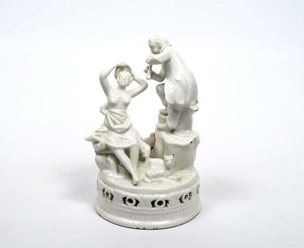 Scena galante  - Scultura in ceramica bianca - Asta Arredi, Oggettistica e Dipinti - Galleria Pananti Casa d'Aste