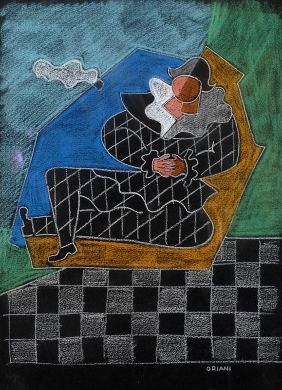 Pippo Oriani : Senza titolo  - Pastelli su carta - Asta ARTE MODERNA - Galleria Pananti Casa d'Aste