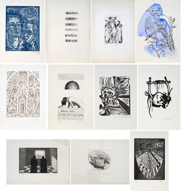 Folder containing 11 graphic works by various authors