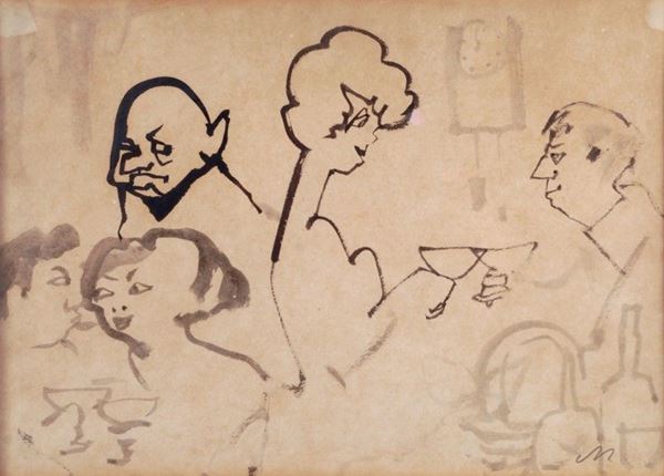Mino Maccari : Night Club  - Auction La collezione d'arte di Vasco Pratolini - I - Galleria Pananti Casa d'Aste