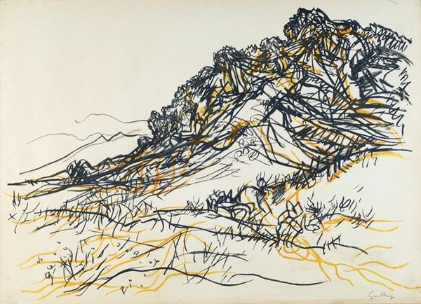 Renato Guttuso : Vegetazione  - Litografia - Asta La collezione d'arte di Vasco Pratolini - I - Galleria Pananti Casa d'Aste