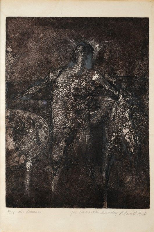 Robert Carroll : The dinner  (1963)  - Acquaforte, Acquatinta - Asta La collezione d'arte di Vasco Pratolini - I - Galleria Pananti Casa d'Aste