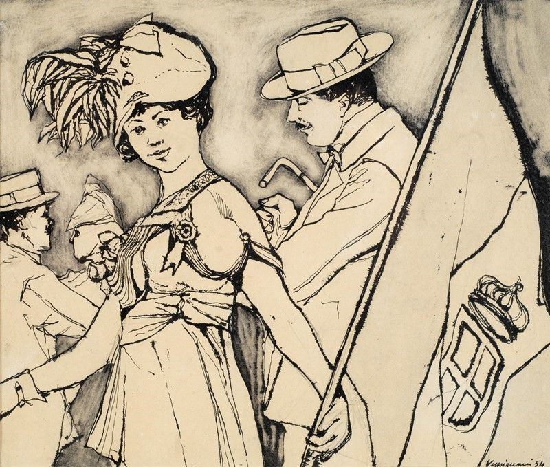 Renzo Vespignani - Ninì con la Bandiera del Regno D'italia