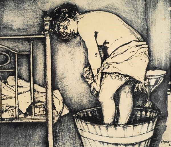 Renzo Vespignani : La toeletta di Nin&#236;  - Auction La collezione d'arte di Vasco Pratolini - I - Galleria Pananti Casa d'Aste